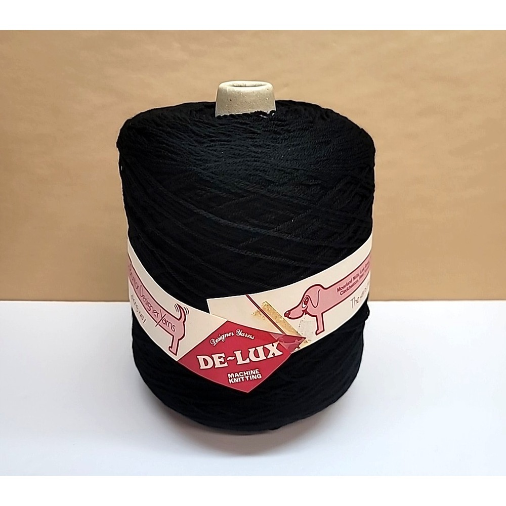 Denys Brunton 400g DE-LUX Black Acrylic 4ply Yarn Cone for Machine Knitting